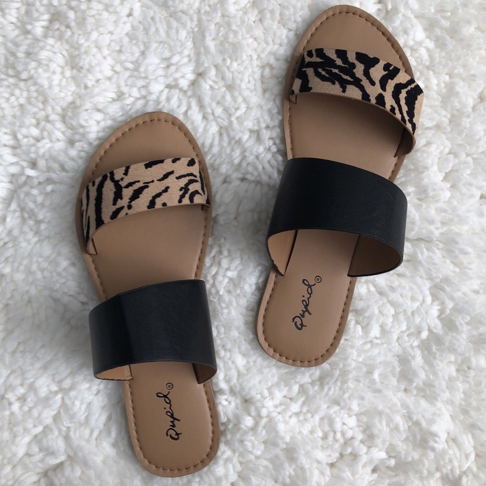 Tiger-Print Slip-On Sandals